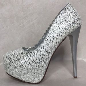 Silver Glitter Platform Heels